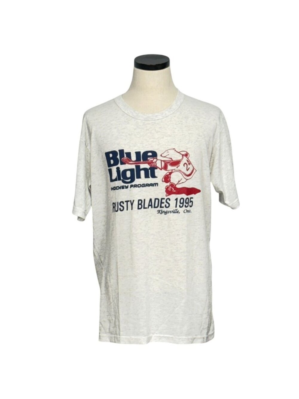 Genuine Jerico Blue Light Hockey Program Rusty Blades 1995 T-Shirt XL Canada 90s